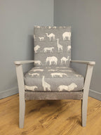Mid Century Style Painted Grey Animal Print Armchair