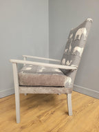 Mid Century Style Painted Grey Animal Print Armchair