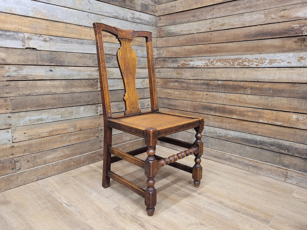 Antique Oak Hall Bedroom Chair – Early 20th Century Jacobean Revival