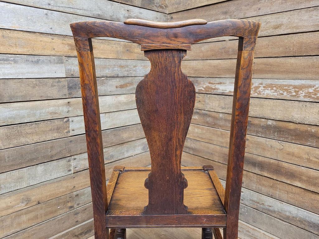Antique Oak Hall Bedroom Chair – Early 20th Century Jacobean Revival