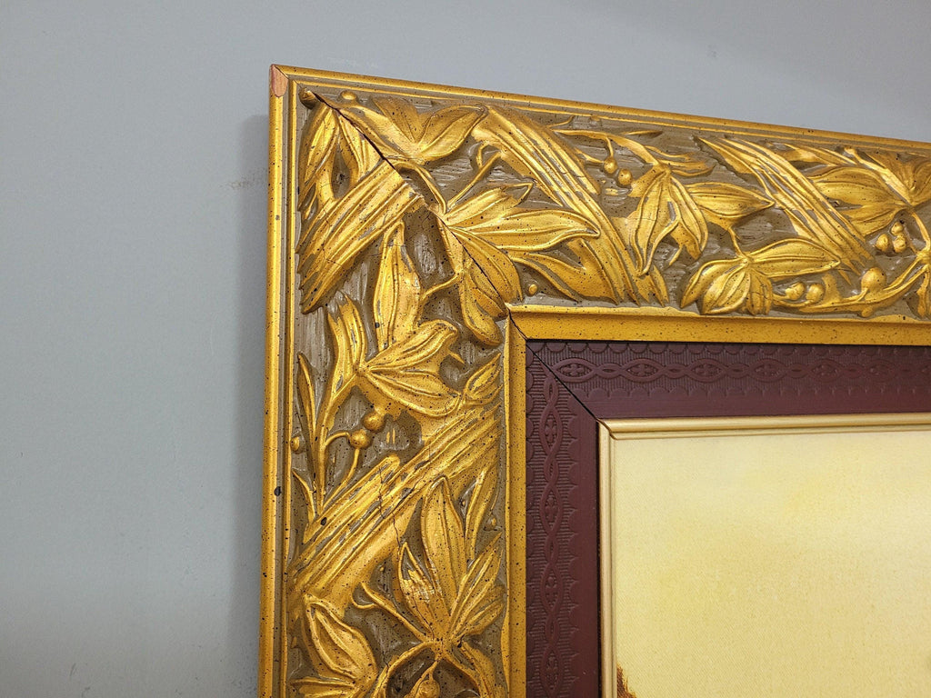Very Large Ornate Gold Framed Original Painting The Cathedral of Cartagena #9