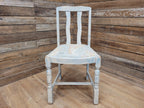Vintage Distressed Duck Egg Painted Slat Back Chair Upholstered Map Fabric Seat