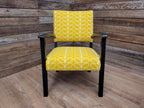 Mid Century Black Framed Designer Upholstered Armchair Bedroom Hall Chair