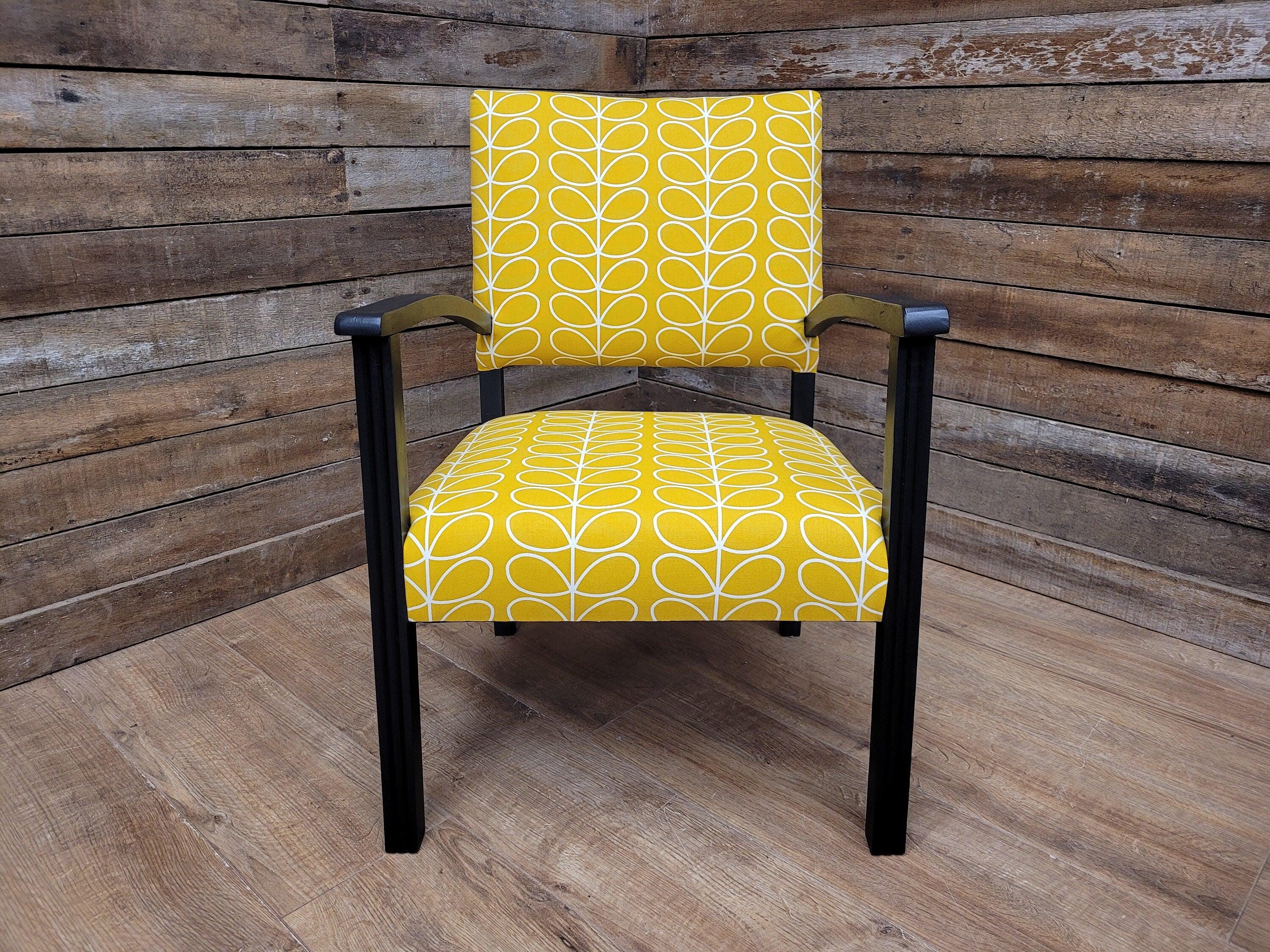 Mid Century Black Framed Designer Upholstered Armchair Bedroom Hall Chair