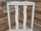 Vintage Distressed Duck Egg Painted Slat Back Chair Upholstered Map Fabric Seat