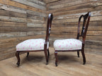 Pair Of Antique Victorian Mahogany Lyre Back Low Salon Chairs Bedroom Hall