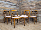 Set of 6 Vintage Dining Chairs with Pink Check Upholstery 20th Century