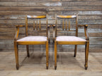 Set of 6 Vintage Dining Chairs with Pink Check Upholstery 20th Century