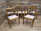 Set of 6 Vintage Dining Chairs with Pink Check Upholstery 20th Century