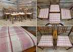 Set of 6 Vintage Dining Chairs with Pink Check Upholstery 20th Century