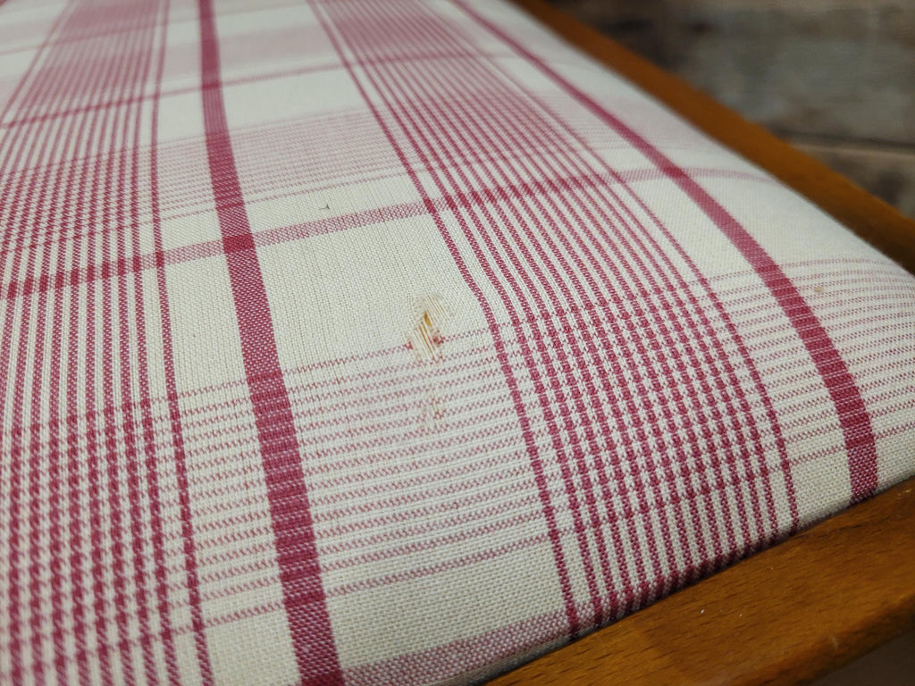 Set of 6 Vintage Dining Chairs with Pink Check Upholstery 20th Century