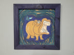 Original Framed Picture Of Hippo Signed Frieda #1