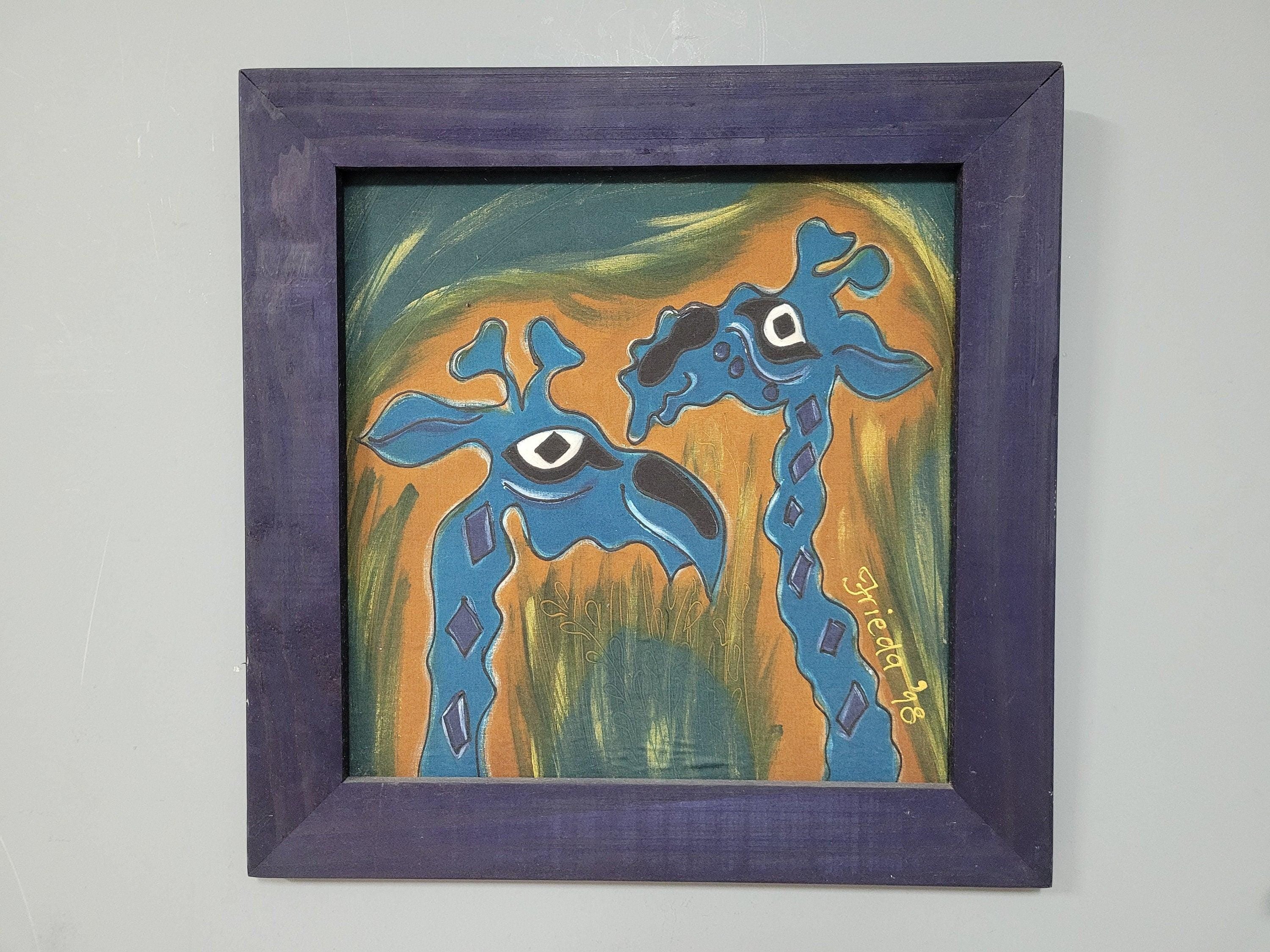 Original Framed Picture Of Giraffe Signed Frieda #2