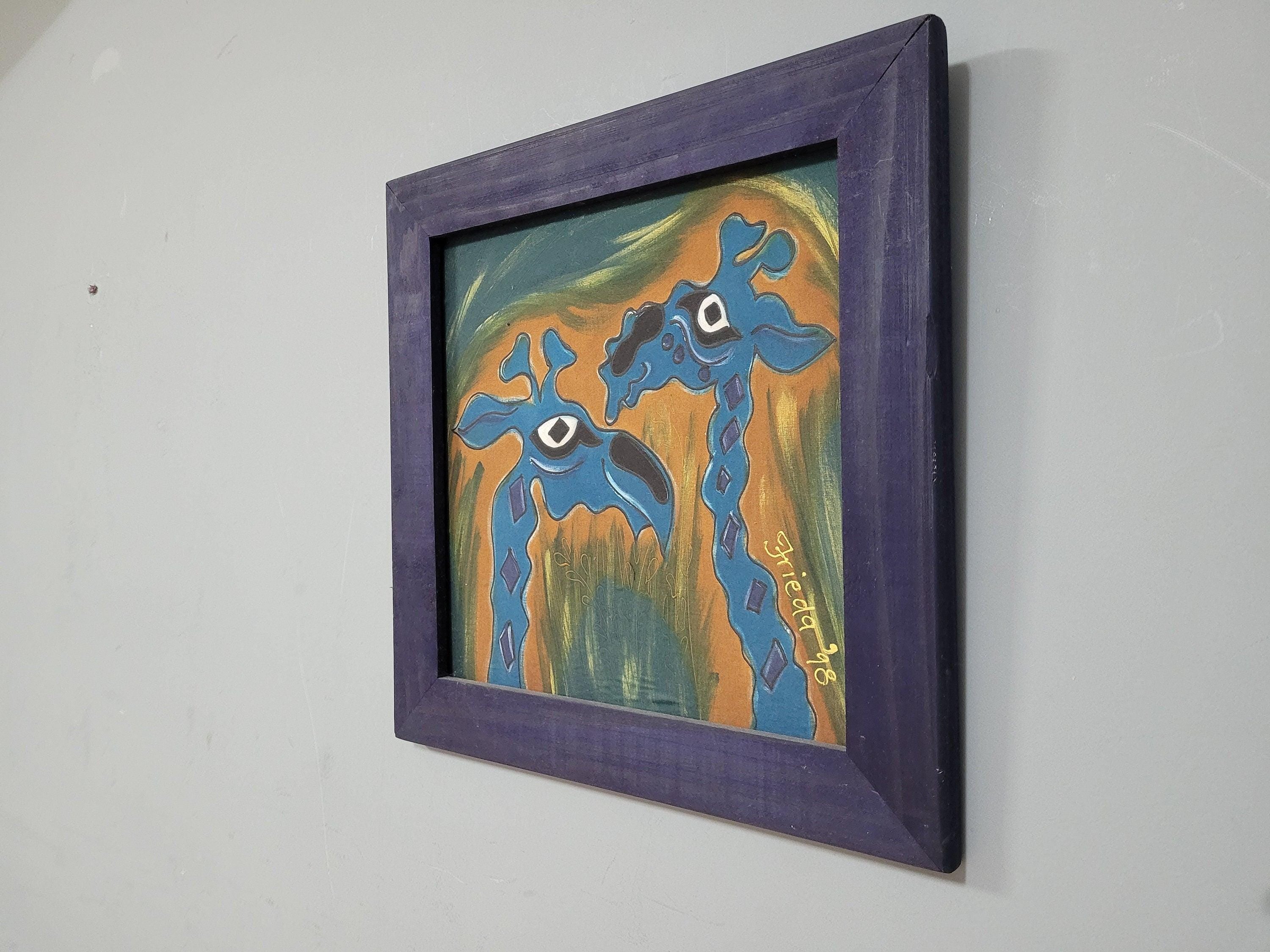 Original Framed Picture Of Giraffe Signed Frieda #2