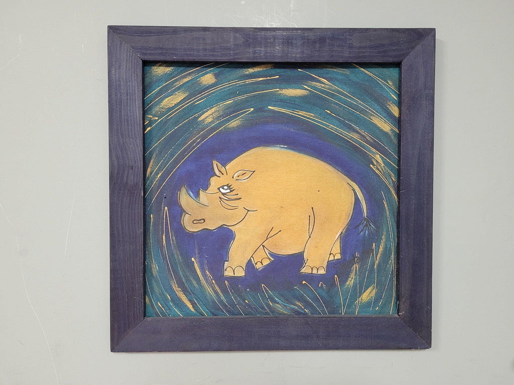 Original Framed Picture Of Rhino Signed Frieda #4