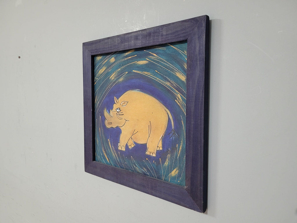 Original Framed Picture Of Rhino Signed Frieda #4