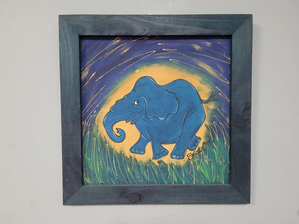 Original Framed Picture Of Elephant Signed Frieda #5