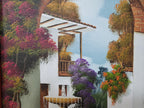 Original Signed Framed Painting Of Finca Courtyard Signed Side #6