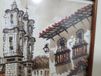 Original Signed Framed Watercolour Silver Taxco Cathedral Mexico #7