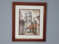 Framed Watercolour Silver Taxco Cathedral Mexico Original Signed #8