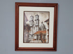 Framed Watercolour Silver Taxco Cathedral Mexico Original Signed #8