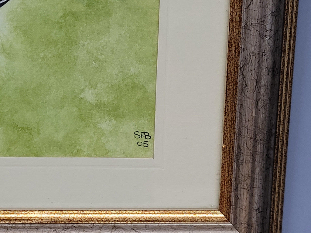 Framed Watercolour Of Geisha After Kaigetsigetsudo Anchi By Sylvia Barnston