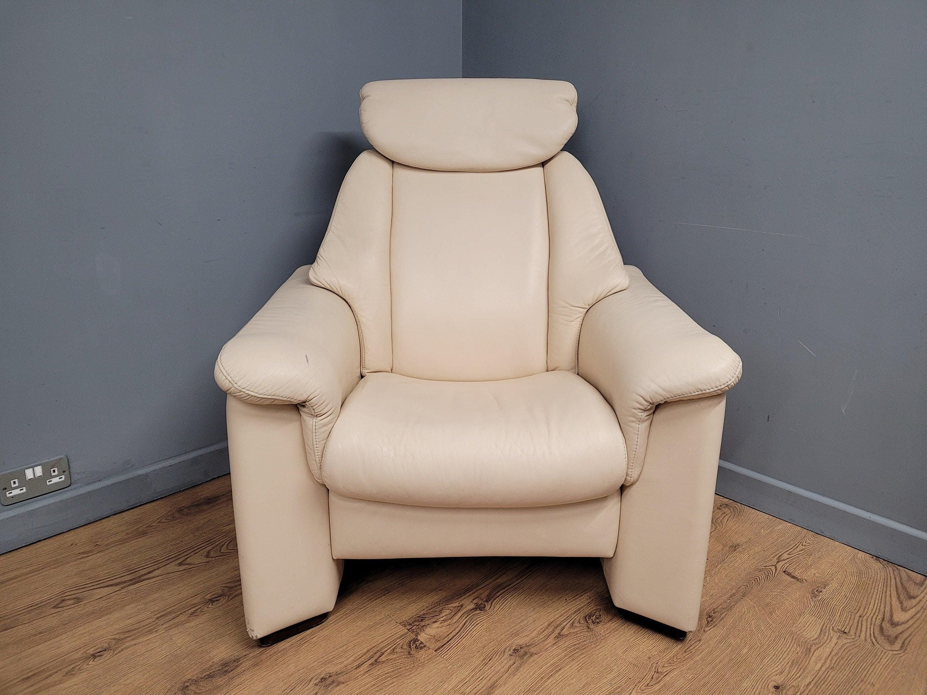 Quality Cream Leather Reclining Armchair