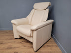 Quality Cream Leather Reclining Armchair
