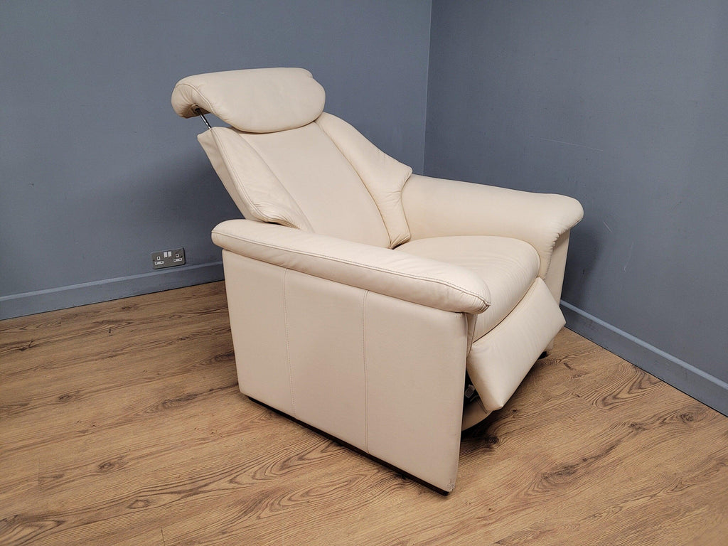 Quality Cream Leather Reclining Armchair