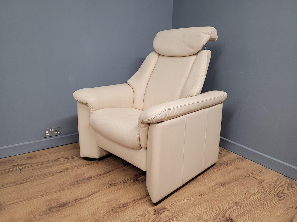 Quality Cream Leather Reclining Armchair