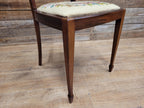 Vintage Mahogany Slat Back Hand Made Needlepoint Bedroom Chair