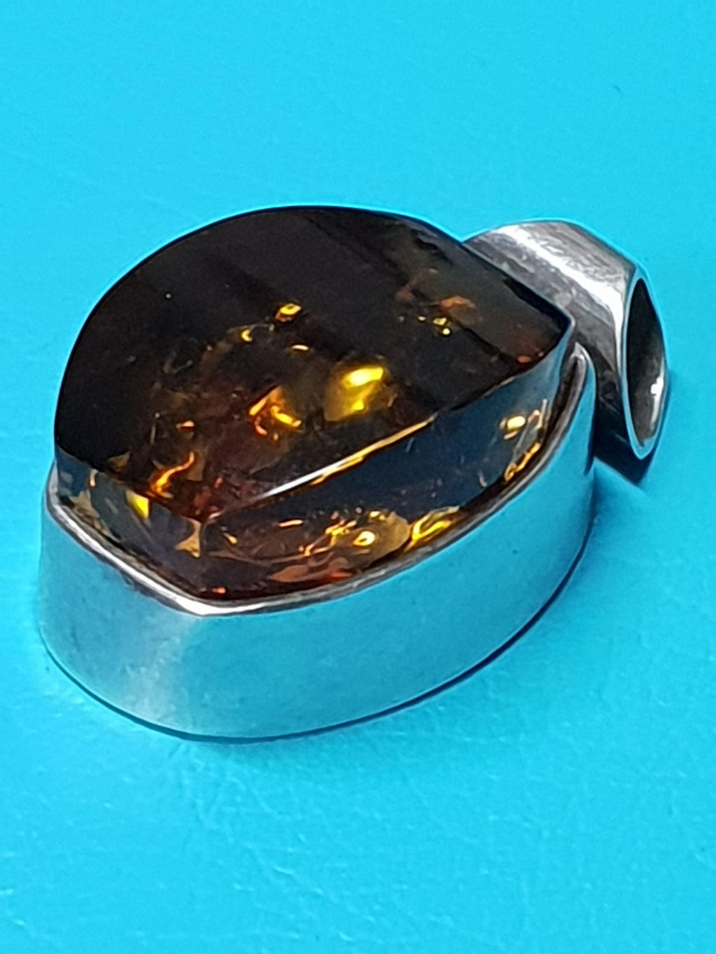 Sterling Silver (Hallmarked 925) and Amber Vintage Bohemian Pendant