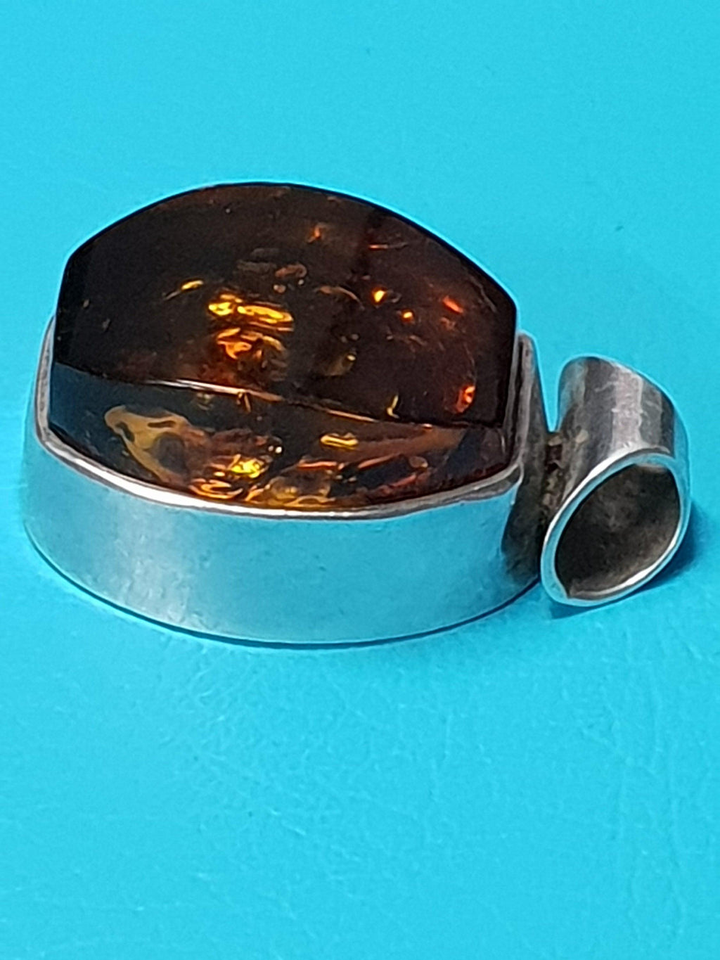 Sterling Silver (Hallmarked 925) and Amber Vintage Bohemian Pendant