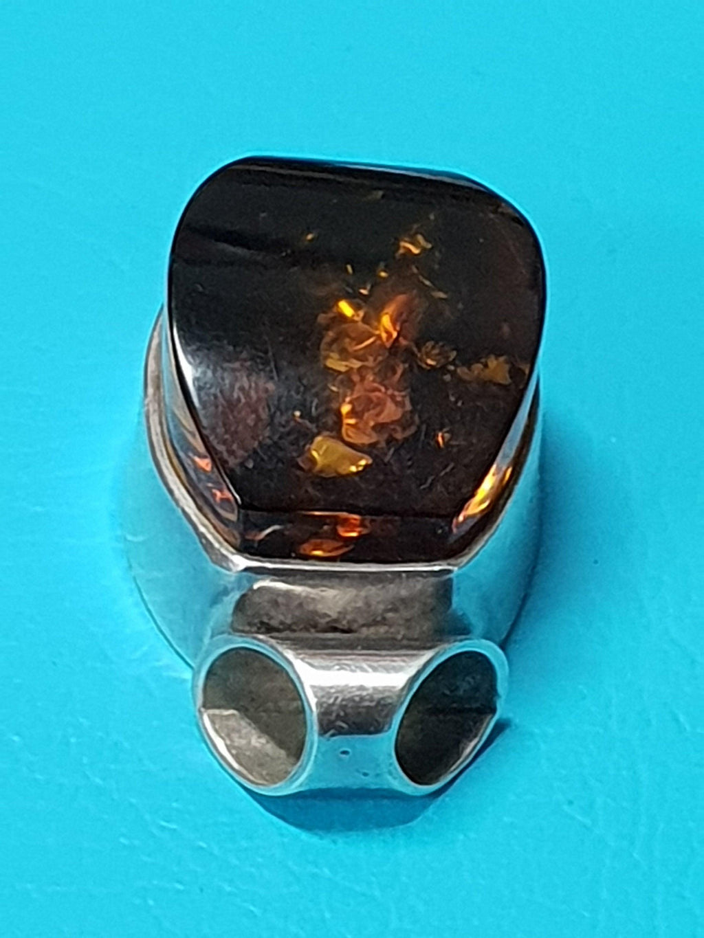 Sterling Silver (Hallmarked 925) and Amber Vintage Bohemian Pendant