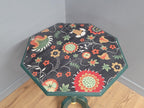 Green And Gold Painted Tri Leg Wine Occasional Table