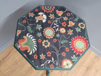 Green And Gold Painted Tri Leg Wine Occasional Table