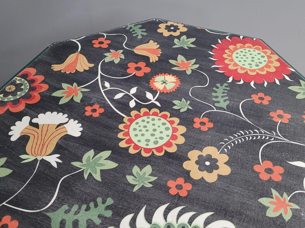 Green And Gold Painted Tri Leg Wine Occasional Table