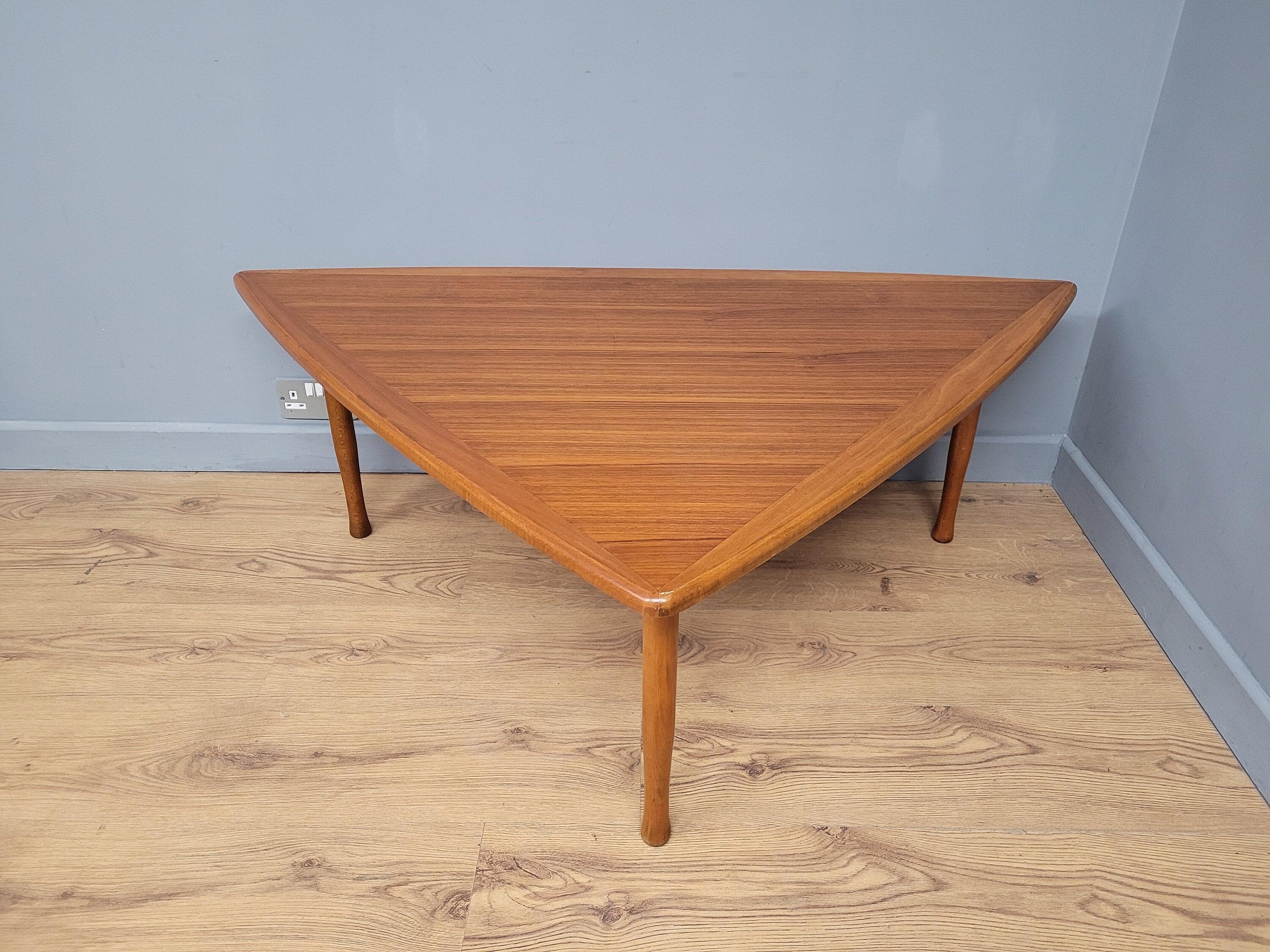 Rare Mid Century Large Danish Triangular Teak Coffee Table