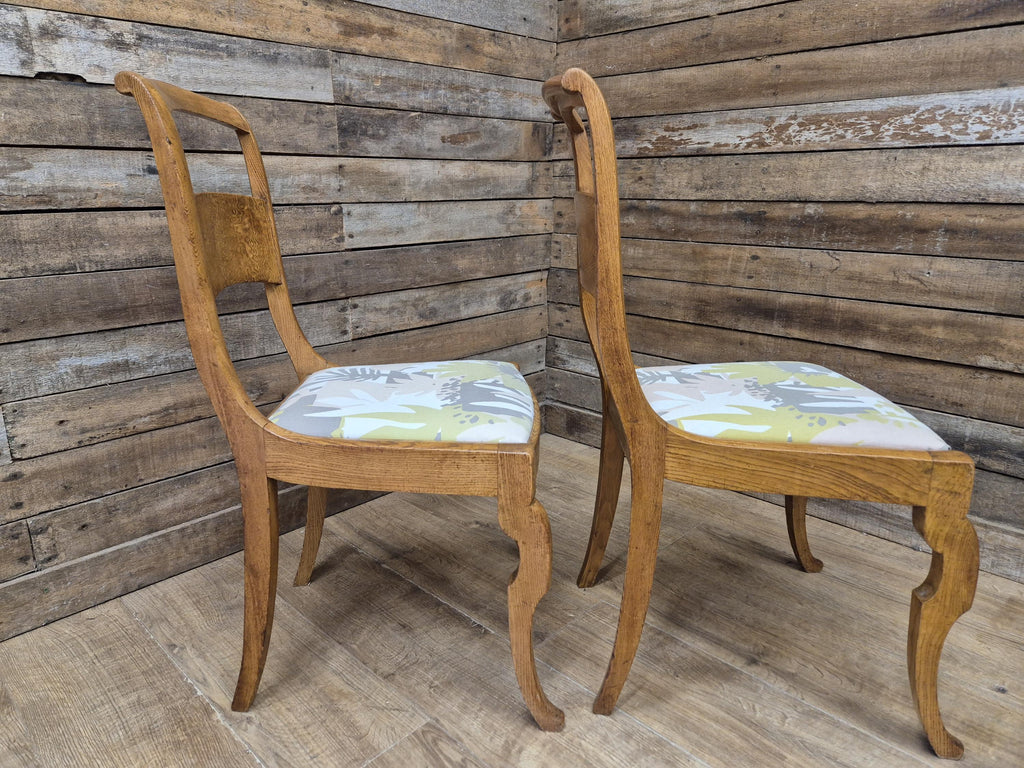 Two Arts And Craft Splat Back Bedroom Hall Chairs Upholstered Padded Seats
