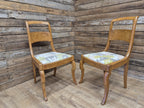 Two Arts And Craft Splat Back Bedroom Hall Chairs Upholstered Padded Seats