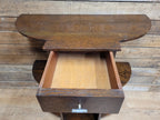 Vintage Art Deco Oak Three Tier Whatnot Plant Stand With Drawer