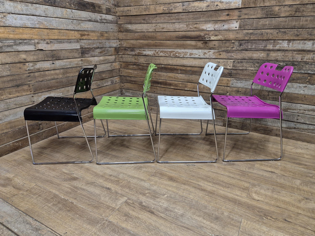 Four Rodney Kinsman Omstak Chairs by Mauro Minini Italy – Rare Multi-Colour Set