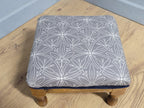 Mid Century Vintage Refurbished And Upholstered Footstool
