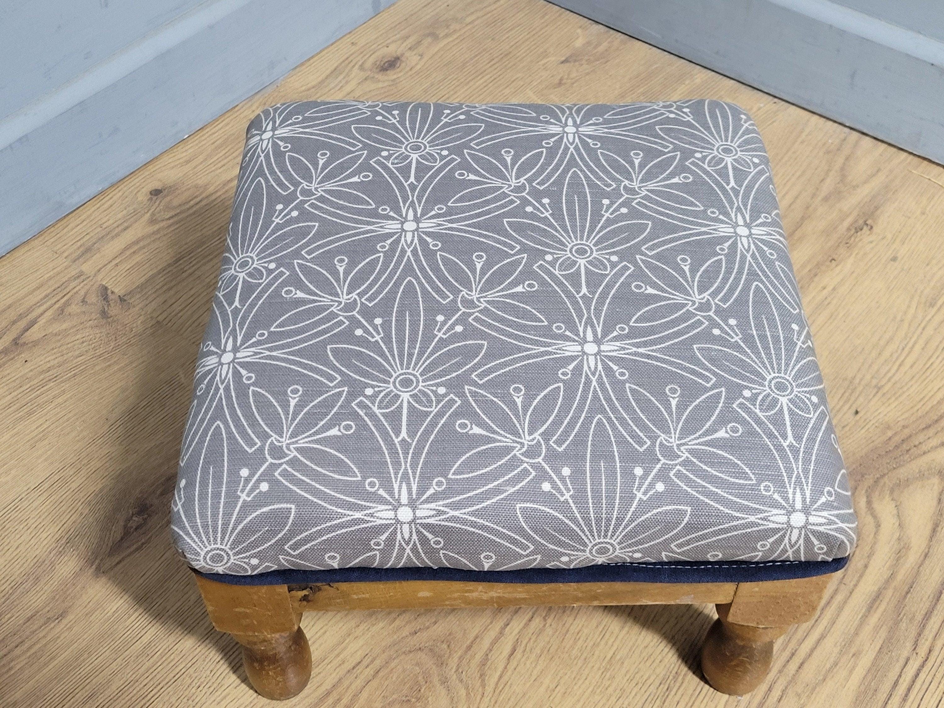 Mid Century Vintage Refurbished And Upholstered Footstool