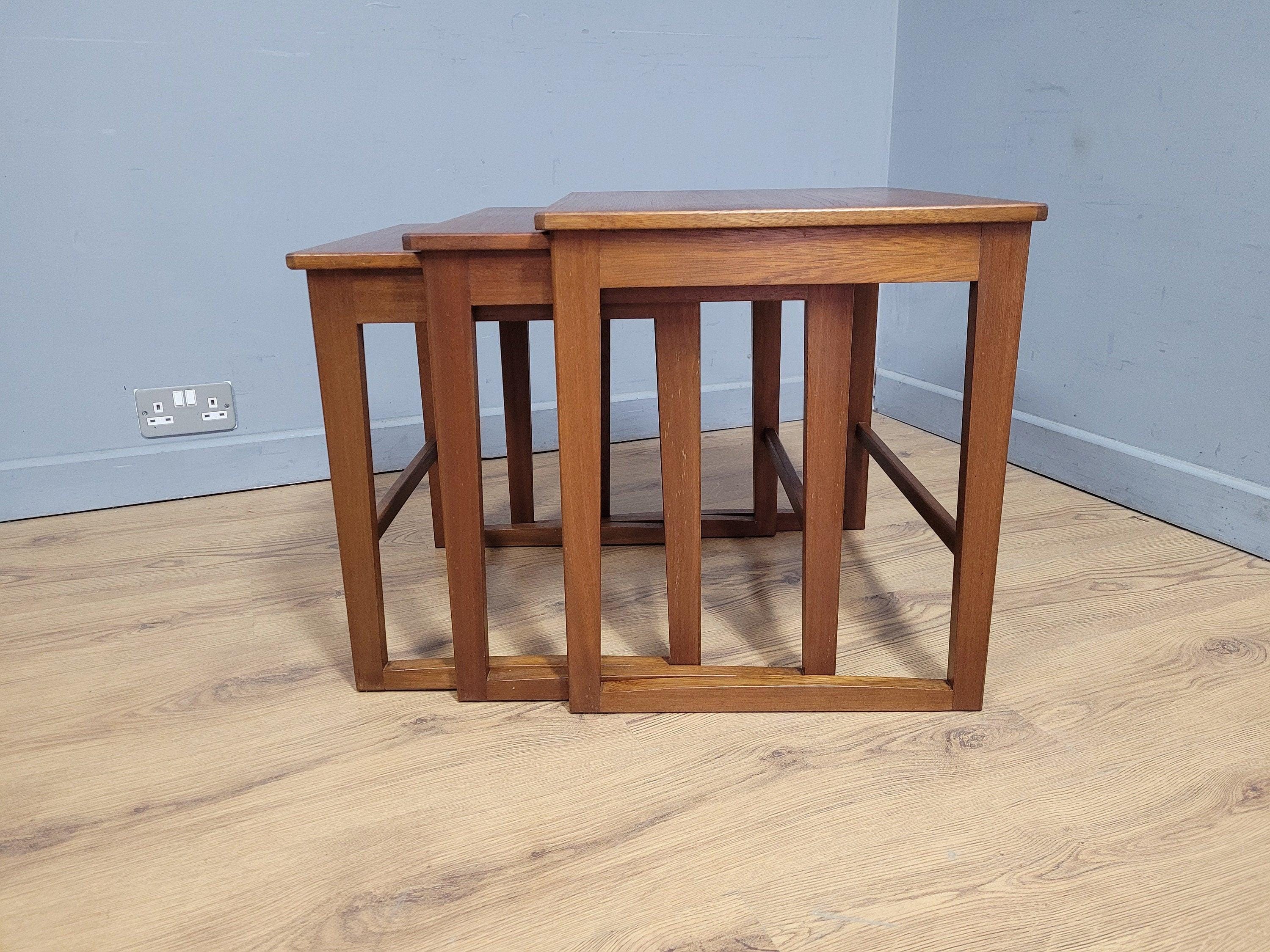 Mid Century Danish Inspired Teak Nesting Tables Retro Chic