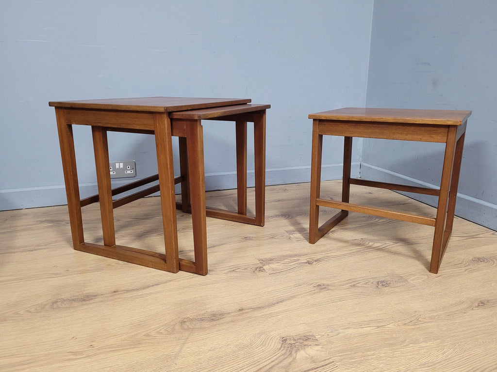 Mid Century Danish Inspired Teak Nesting Tables Retro Chic