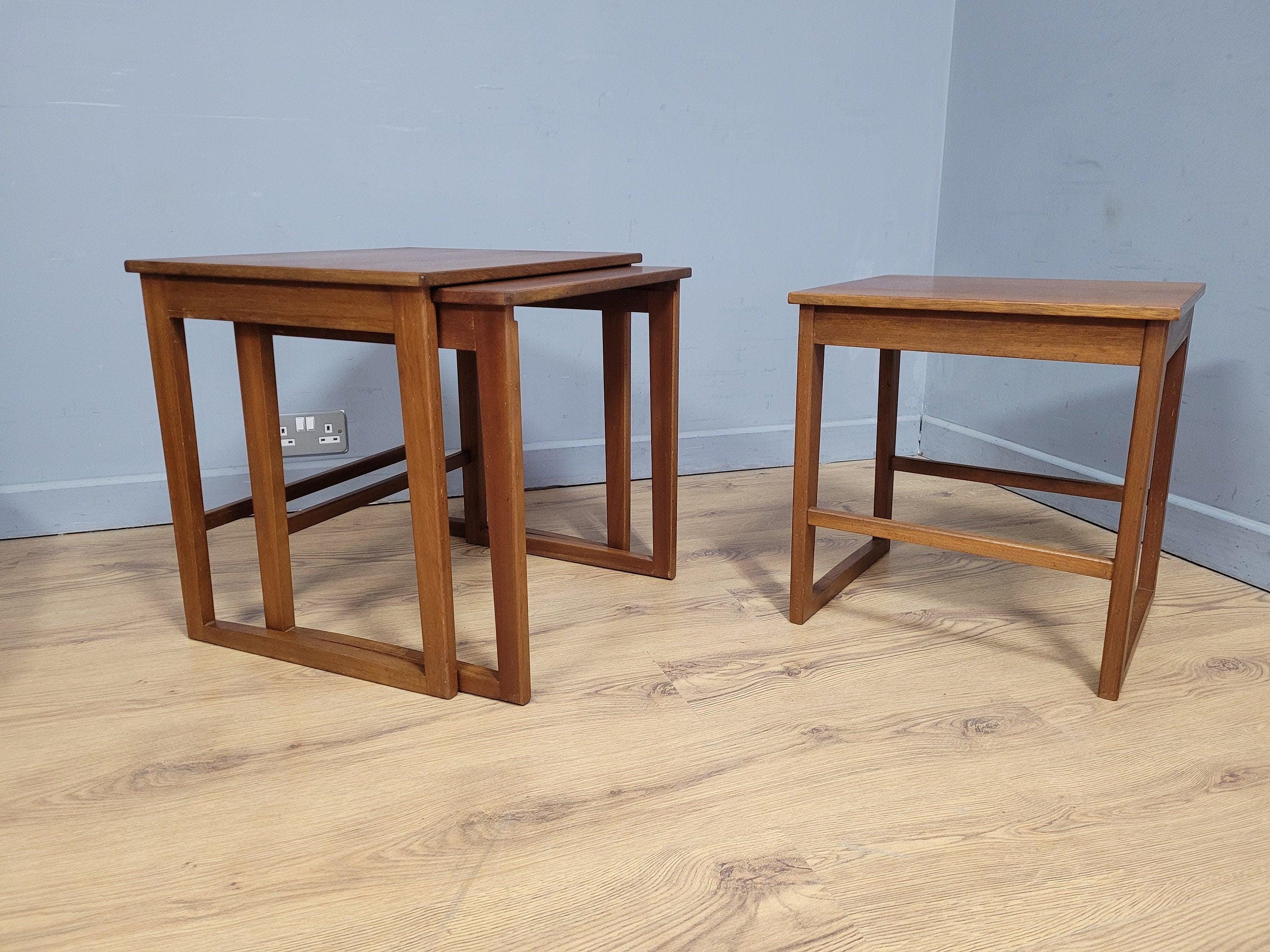 Mid Century Danish Inspired Teak Nesting Tables Retro Chic