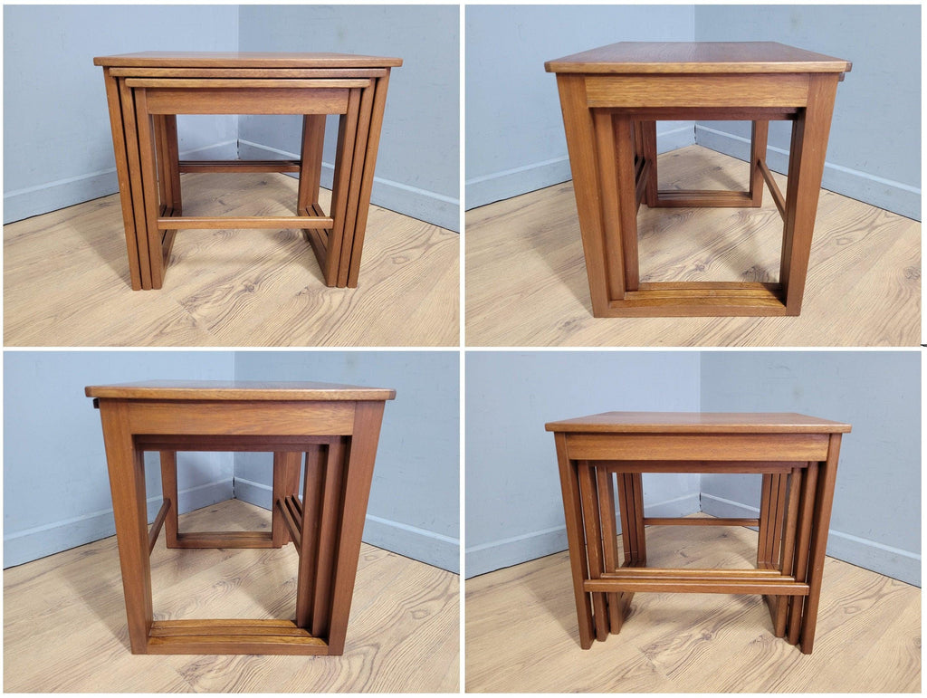 Mid Century Danish Inspired Teak Nesting Tables Retro Chic