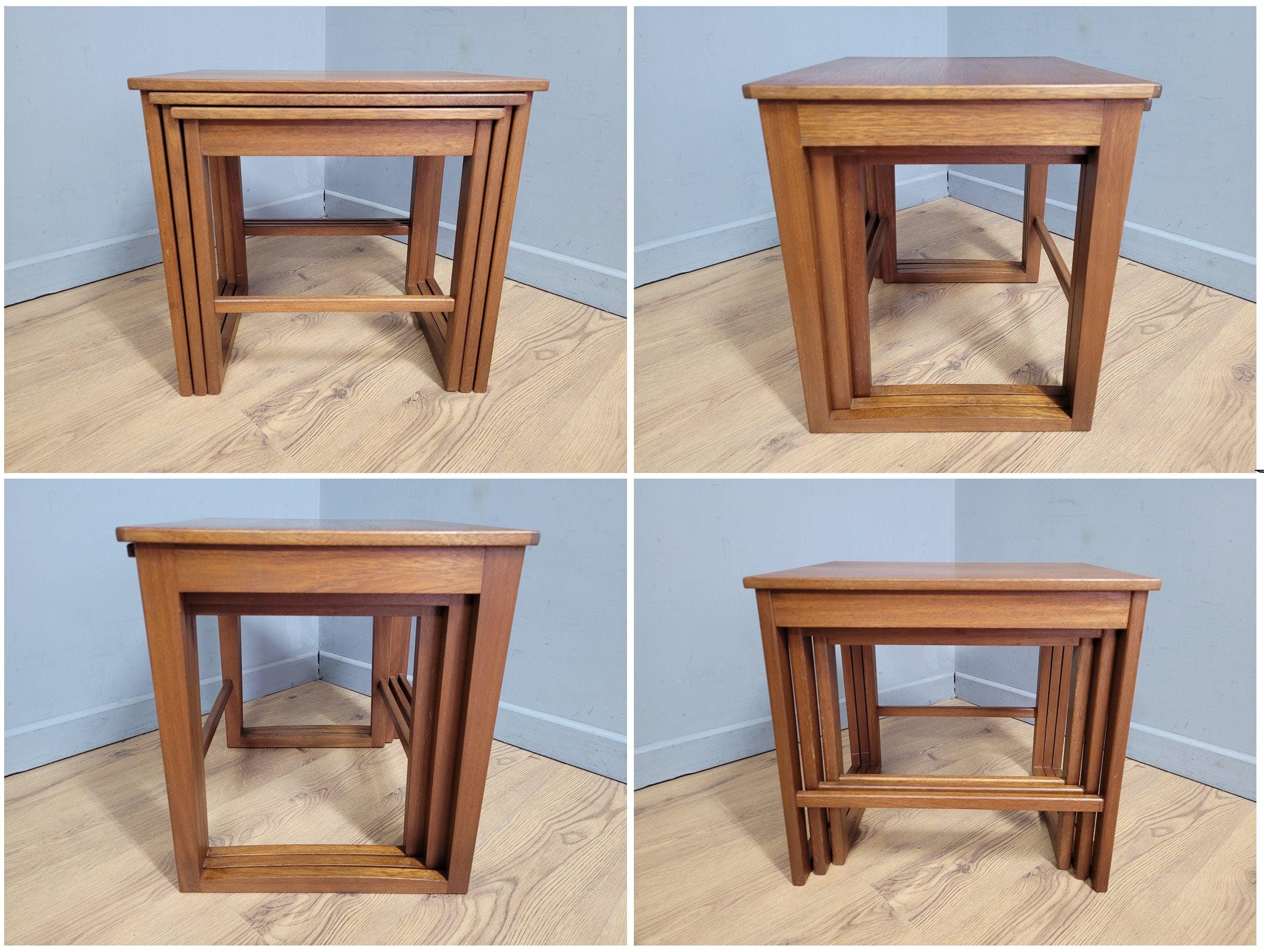 Mid Century Danish Inspired Teak Nesting Tables Retro Chic