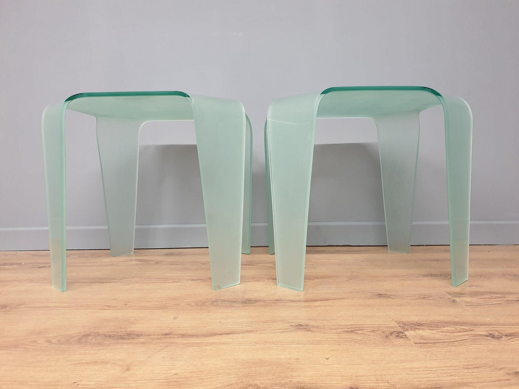 Modernist Curved Frosted Glass Square Coffee Table 2 Available